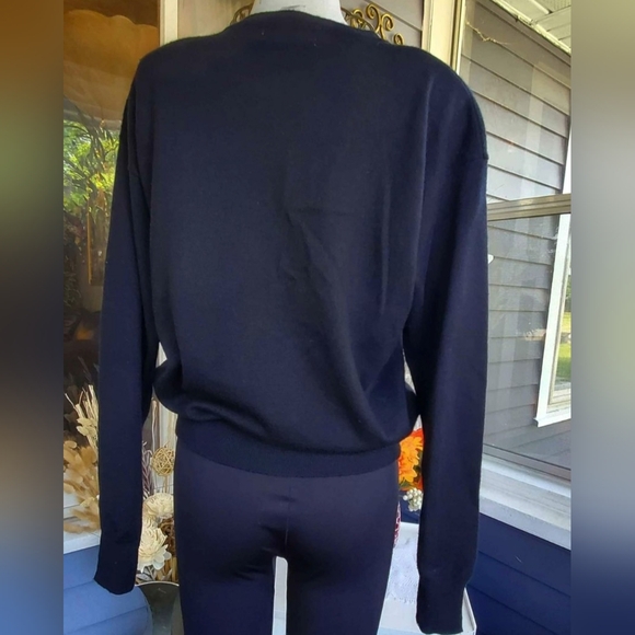 VTG Rena Rowan For Saville Lambswool Blend  Longsleeved Black Sweater Medium - Picture 4 of 7